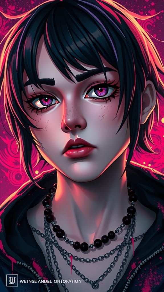 Surreal Gothic Portrait in Vibrant Triadic Colors