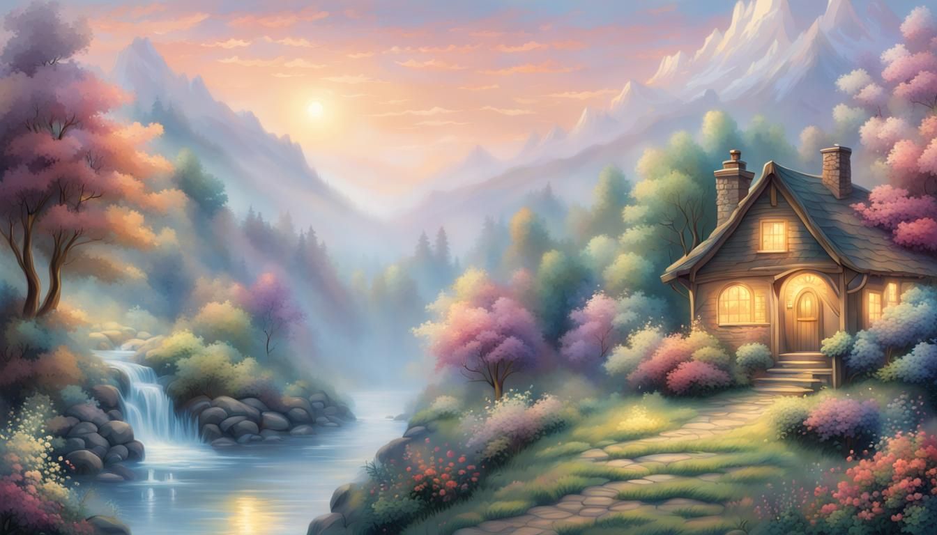 Ethereal Vector Line Background in Fantasy Style