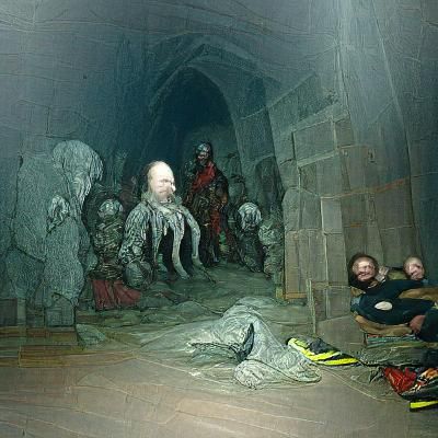 Dungeon Horror Scene in Engraving Style