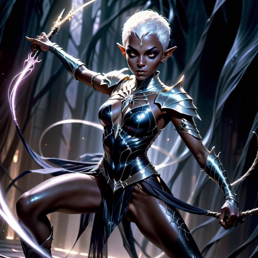 Dark Elf Warrior in Shimmering Armor