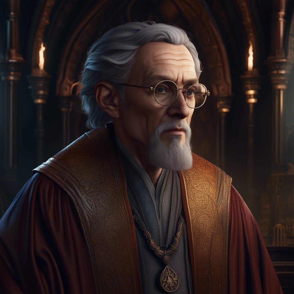 Wise Medieval Scholar in Detailed Matte Painting