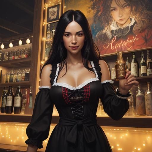 Oktoberfest Beauty in Dirndl Dress: Expressive Portrait