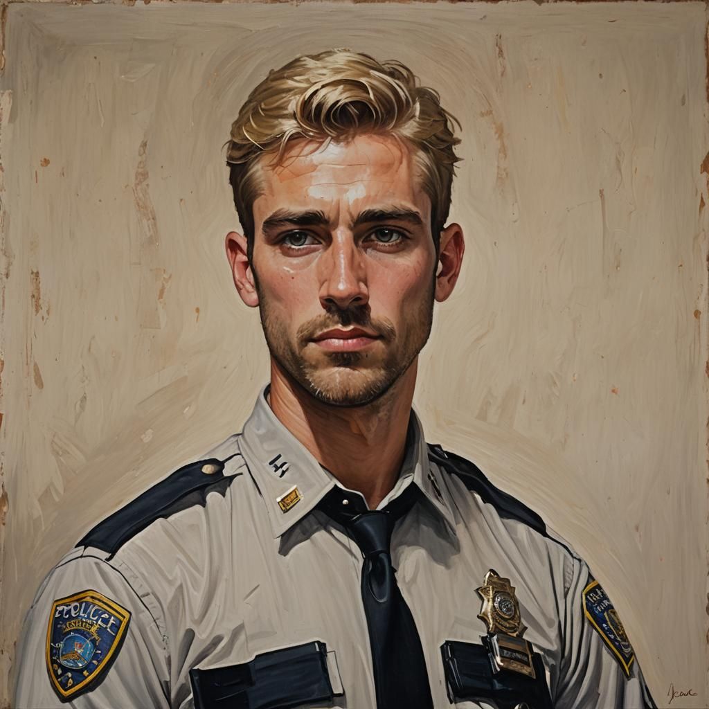 Police Officer Portrait in Oil Painting Style