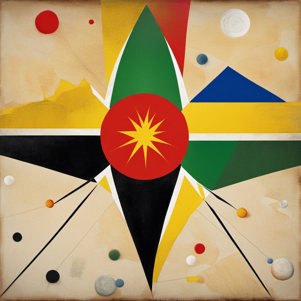 Abstract Jamaican Flag in Surrealist Style