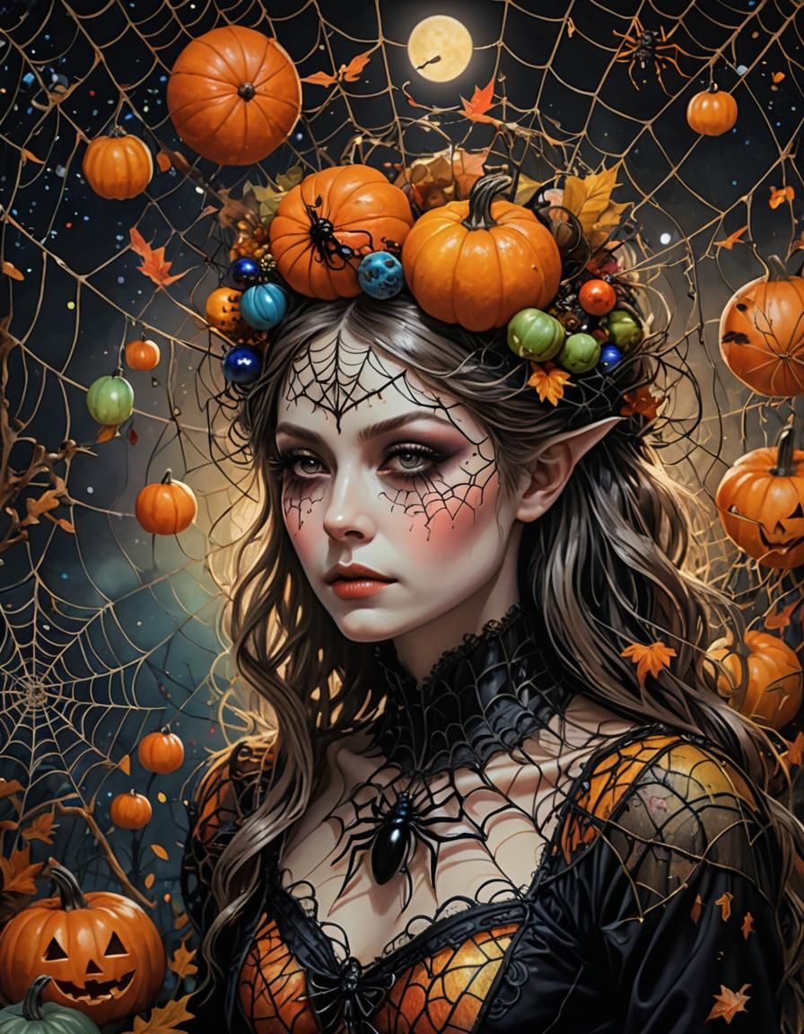 Surreal Autumn Dreamer in Pen and Ink