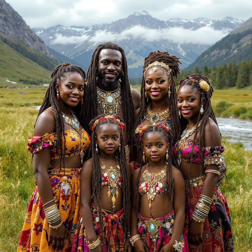 Hyperrealistic Portrait of a Beautiful Black Family