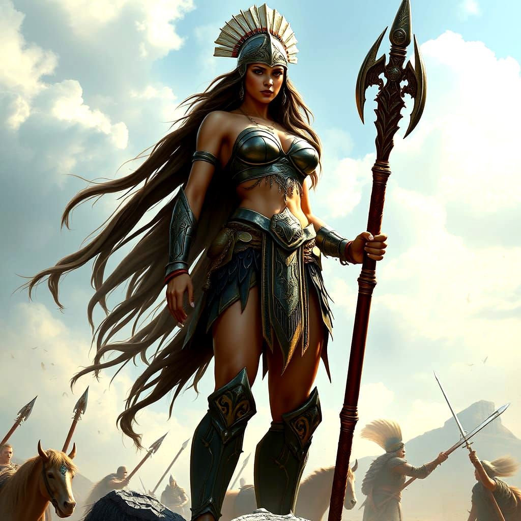 Amazon Warrior Dominates Battlefield in Photorealistic Image