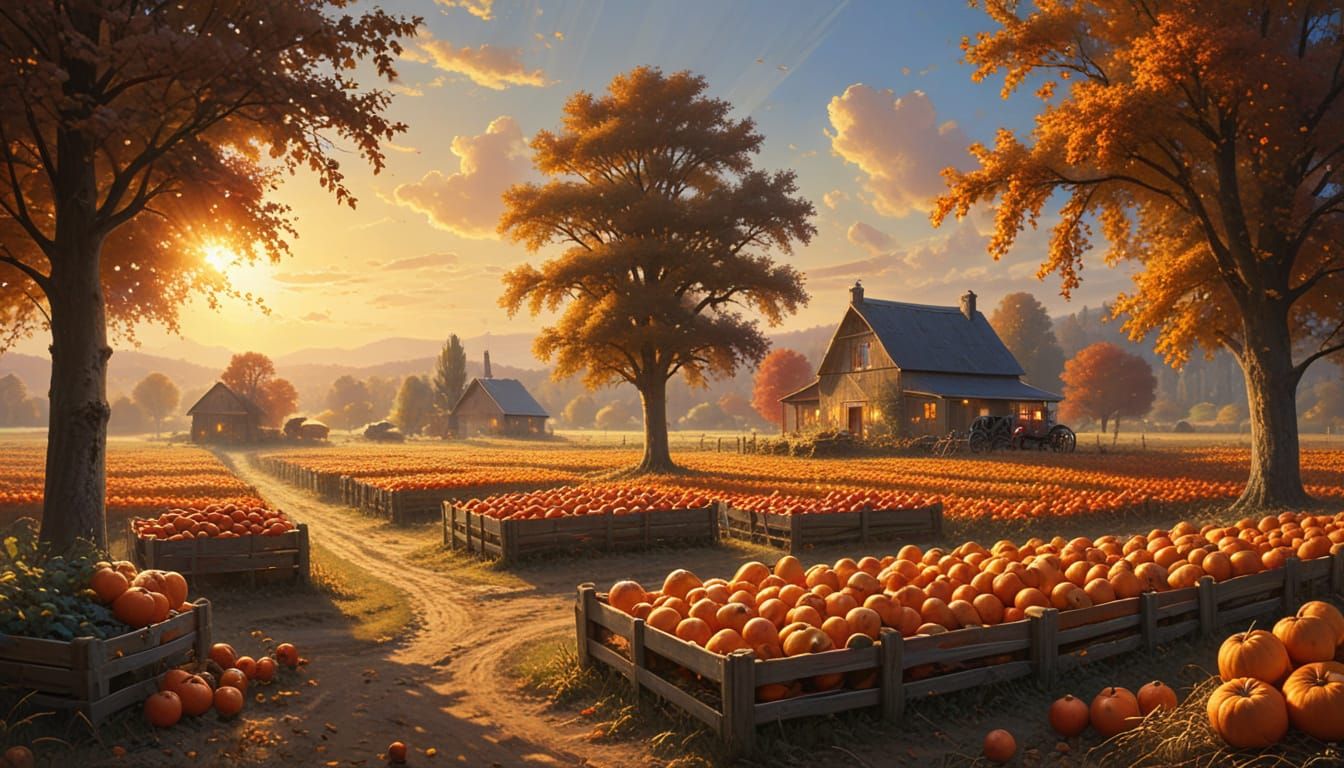 Vibrant Autumn Harvest Festival at Sunset