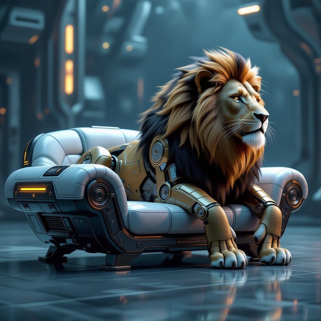 Majestic Mechanical Lion Transforms Into Sci-Fi Couch