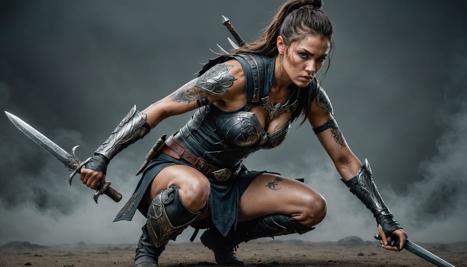 Sensual Warrior Goddess in Dark Hyperrealism