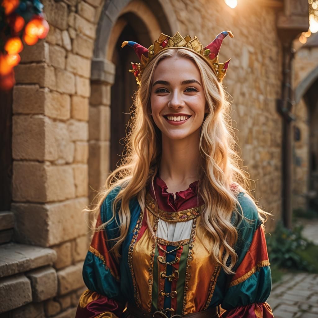 Blonde Haired Medieval Jester Girl