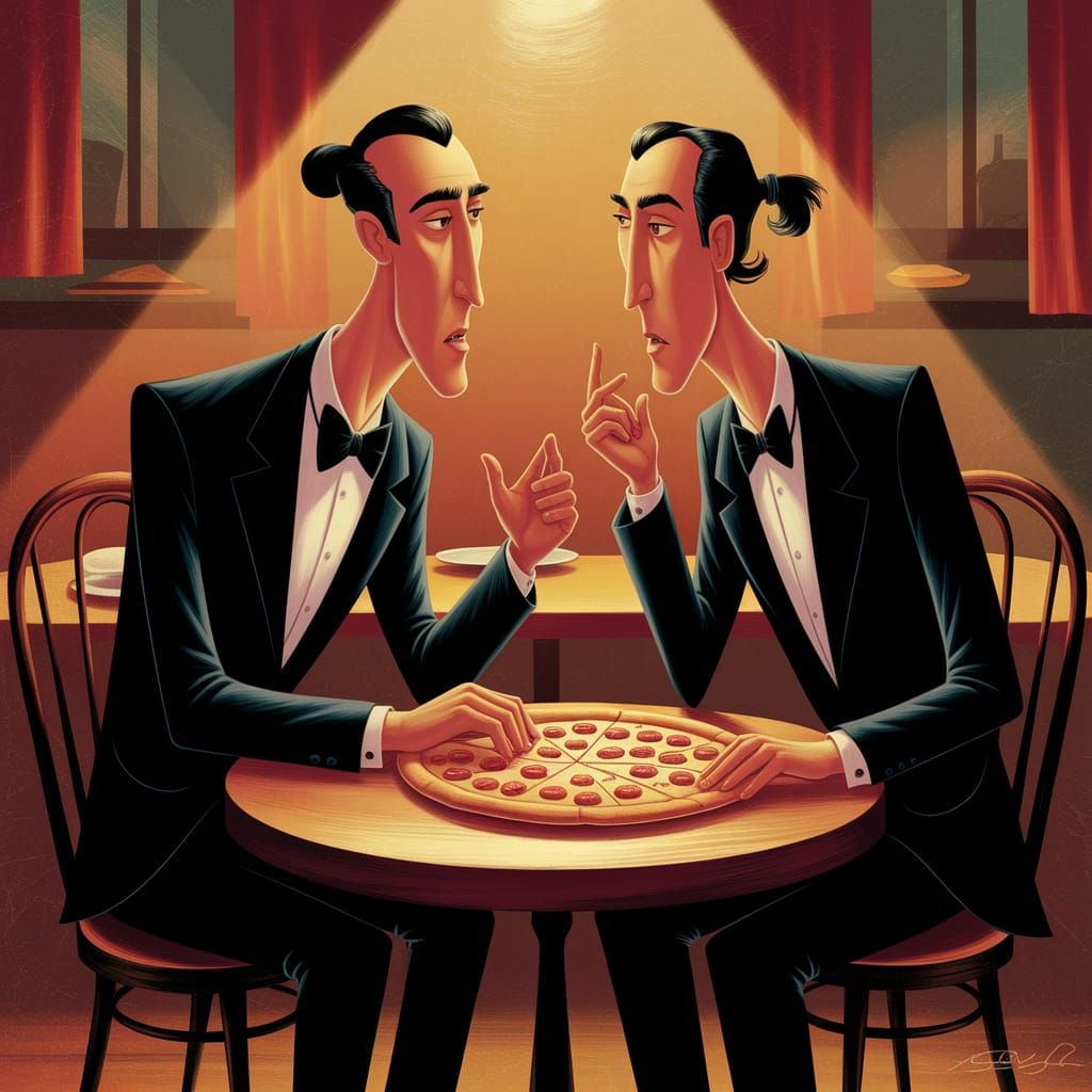 Pizza Mafia Meeting: An Italian Cafe Scene