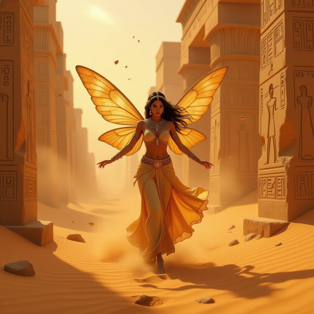 Golden Sand Fairy in Desert Temple Ruins