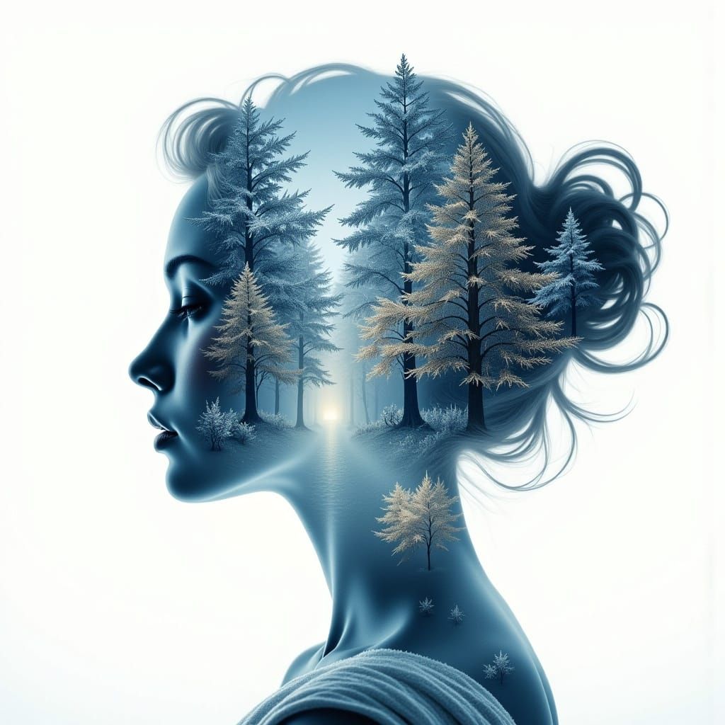 Winter Wonderland Double Exposure Portrait