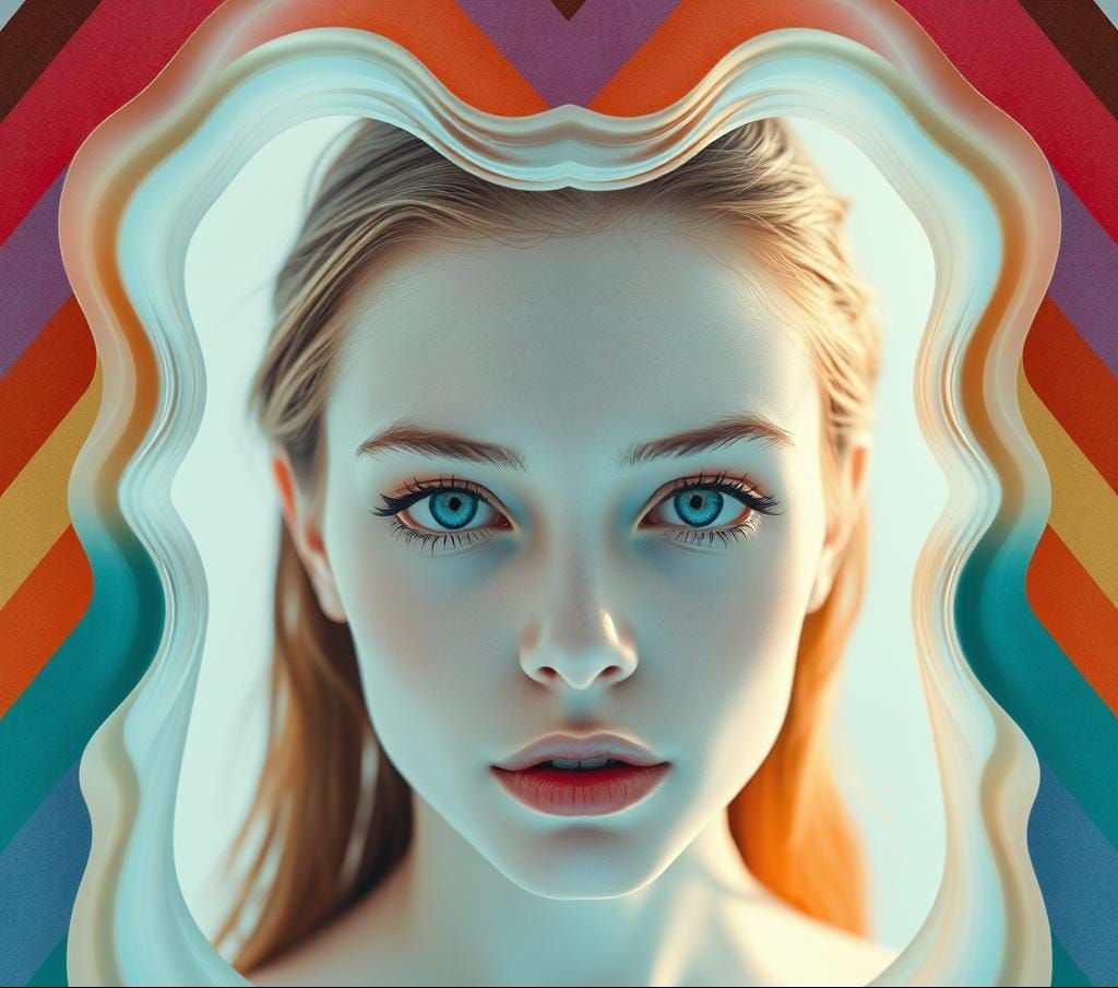 Dreamy 3D Portrait in Surreal Water World