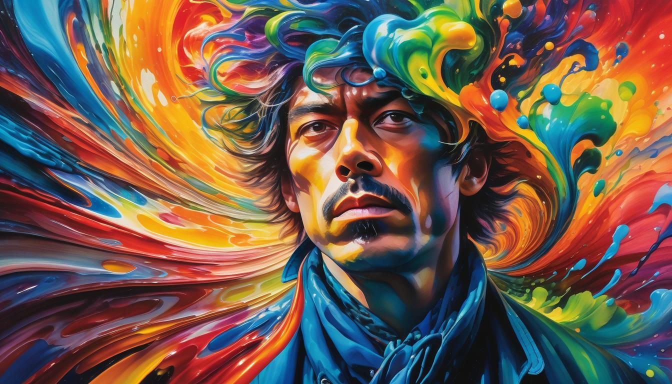 Surreal Mindscape: Abstract Portrait in Watercolor and Oil