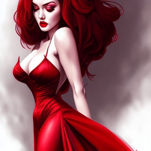 Jessica Rabbit in Hyper-Detailed Digital Illustration