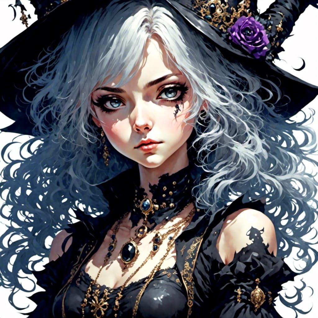 Anime Manga Bishojo Emo Goth Witch Face