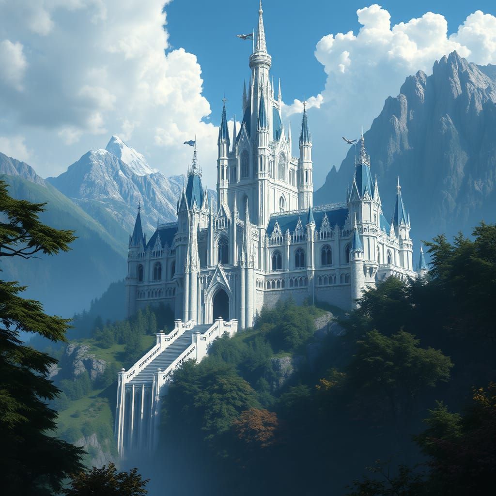 Fantasy Castle in Detailed Matte Painting Style