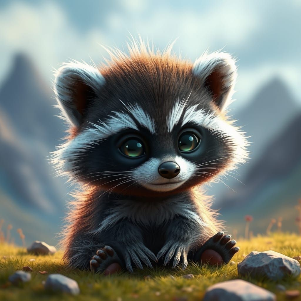 Enchanted Raccoon in Whimsical Wonderland