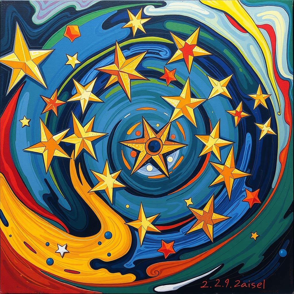 Abstract Star Cluster Inspired by Modern Masters