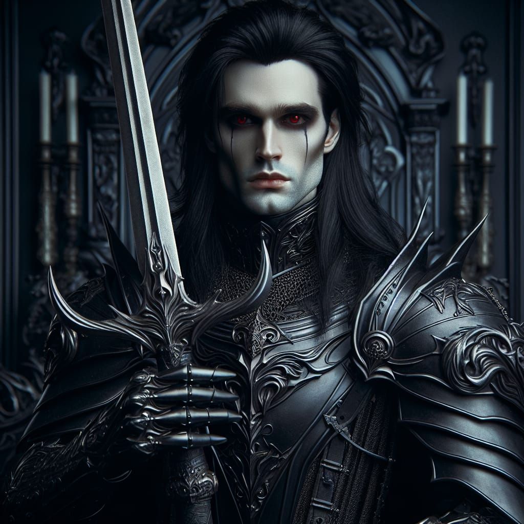 Vampire Knight in Black Armor with Greatsword