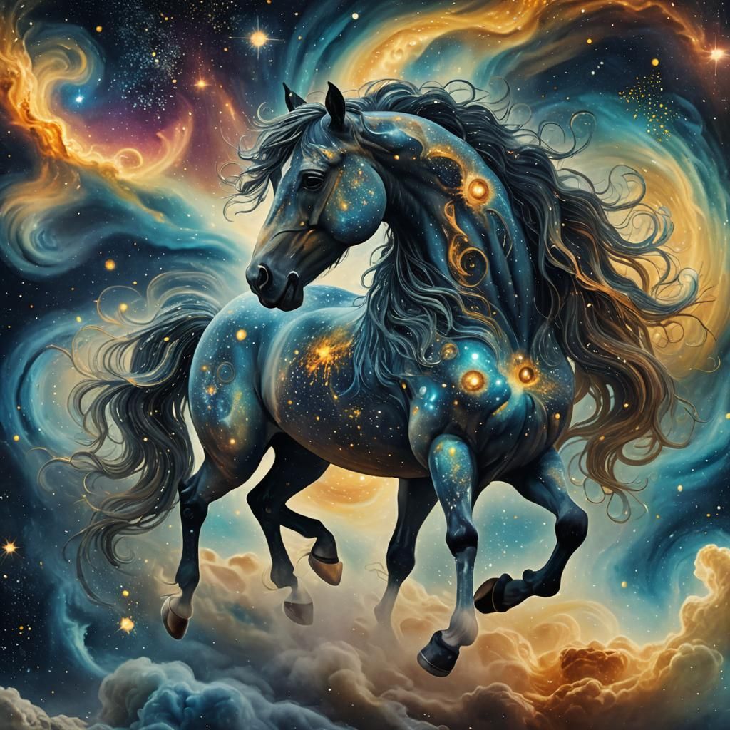 Cosmic Horse: A Surreal Galaxy Dreamscape