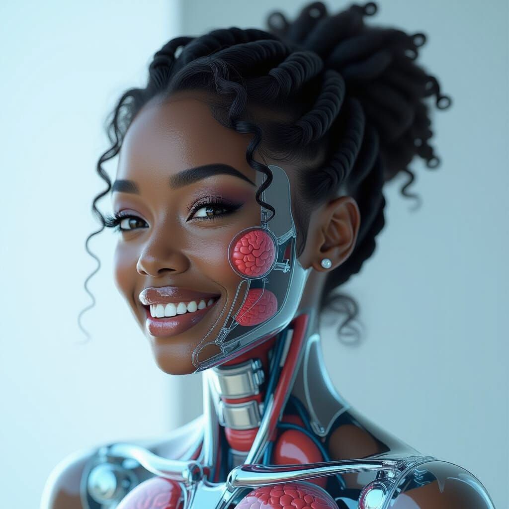 Transparent Glass Woman Revealing Organs in Hyperrealism