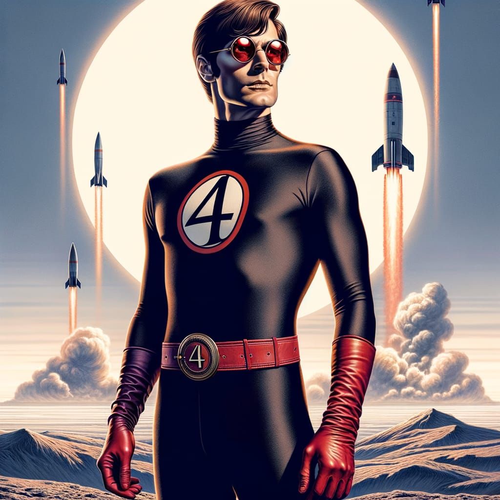 Cosmic Hero Dr. Flex of the 4 in Vintage Comic Book Style