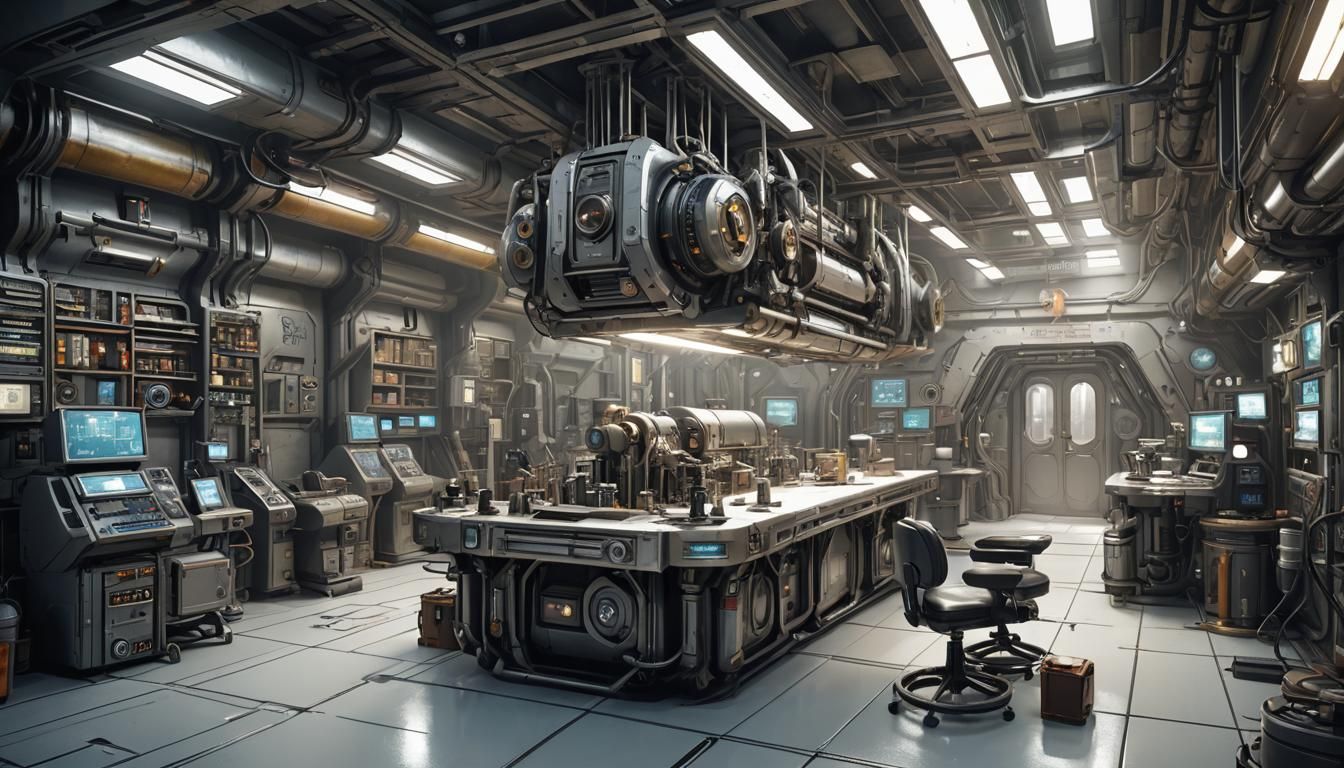 Futuristic Sci-Fi Steampunk Laboratory