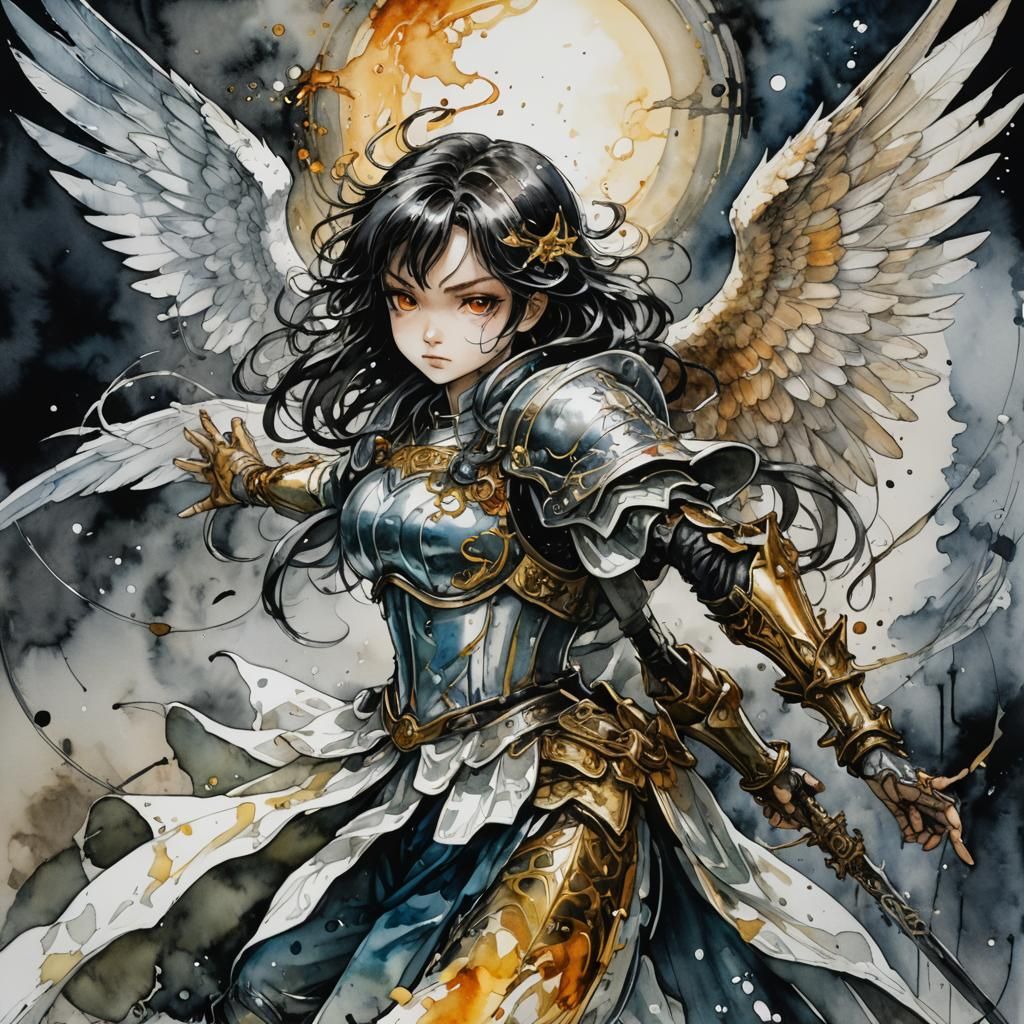Angel vs Demon: Watercolor Comic Illustration