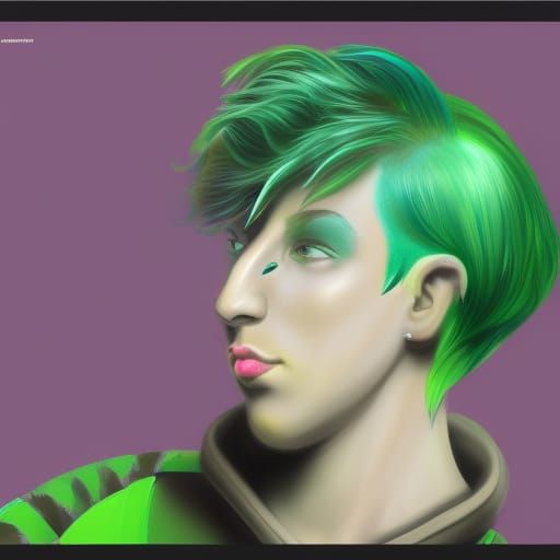Green-Haired Transgender Boy: A Retrofuturist Portrait