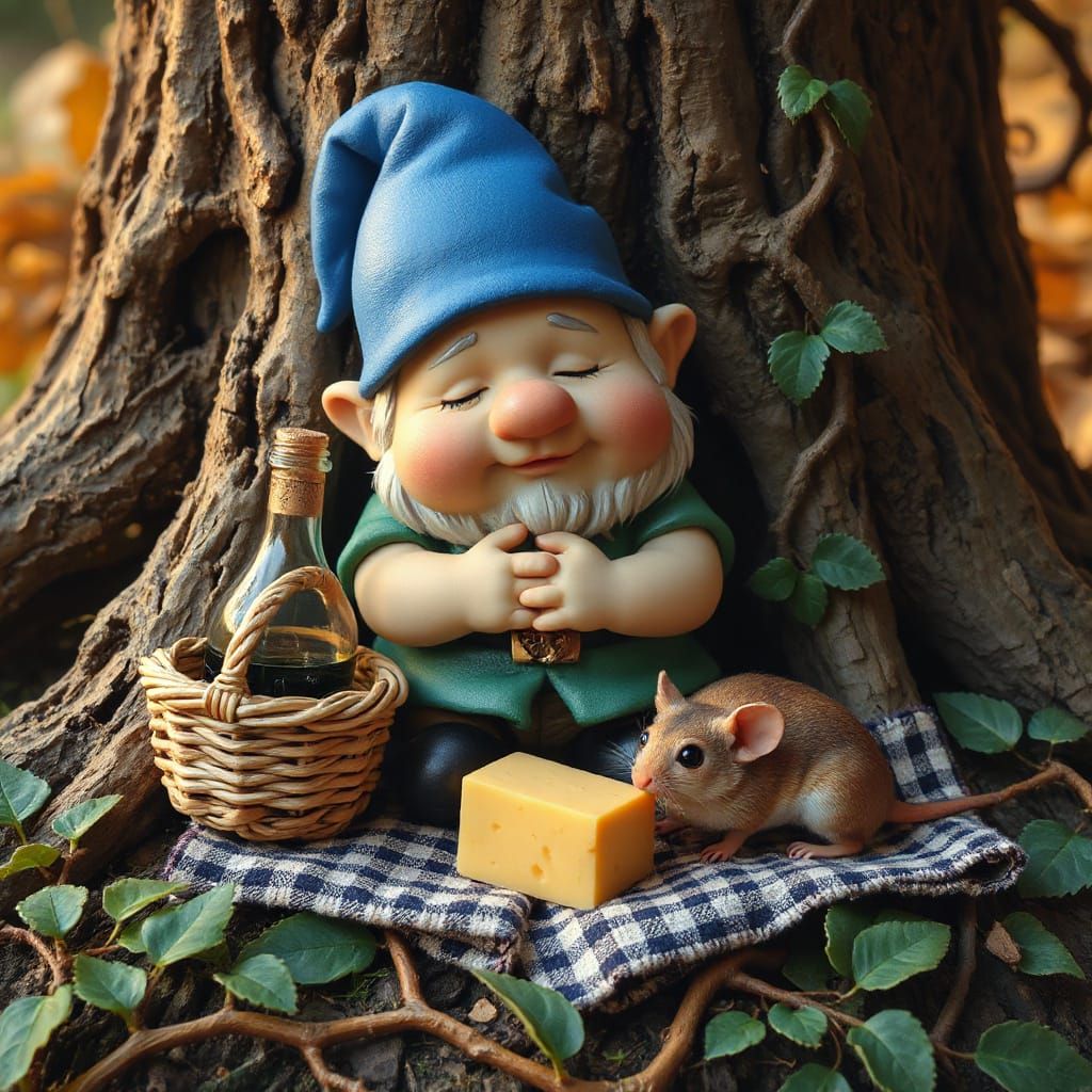 Whimsical Gnome Amidst Nature's Splendor