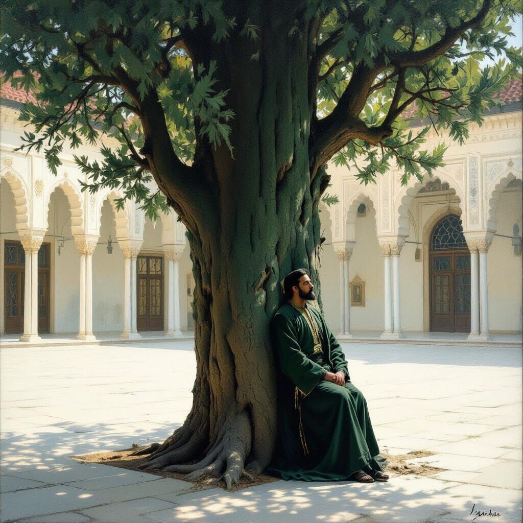 Sultan's Solitude: Cypress Tree in Palace Courtyard