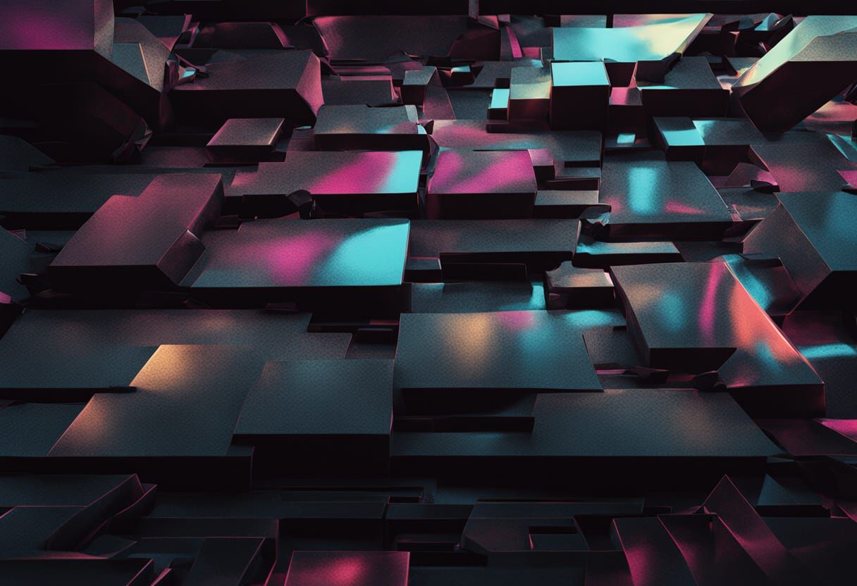 Floating Digital Block in Abstract Space