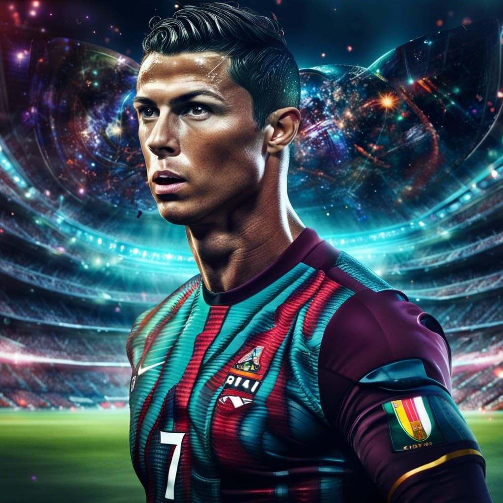 Cristiano Ronaldo Cyborg Footballer in Spaceport, Digital Ar...