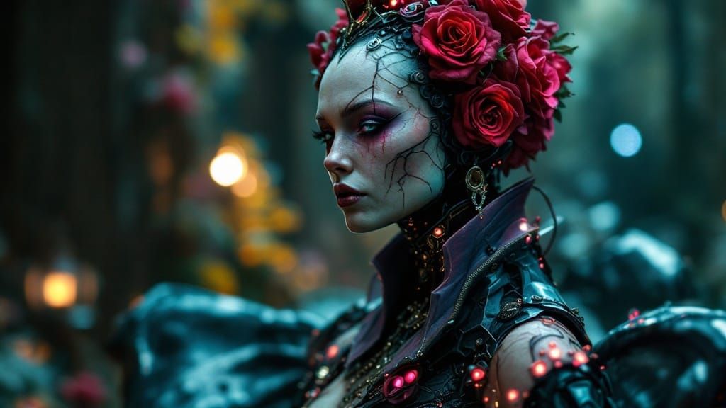 Surreal Dieselpunk Princess Portrait in Cyberpunk Style
