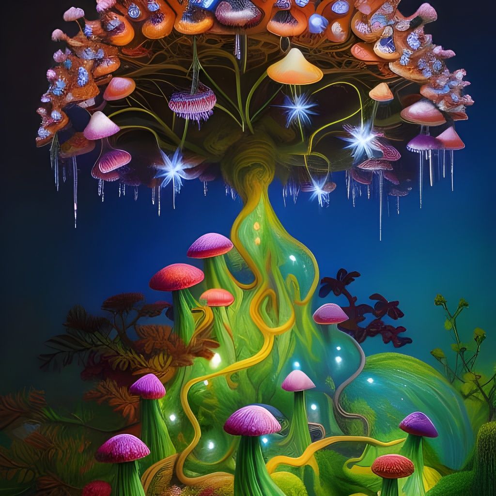 Enchanted Crystal Tree Garden Painting