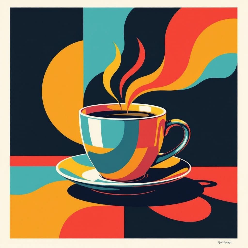 Chic Coffee Cup Album Cover in Bold Graphic Style
