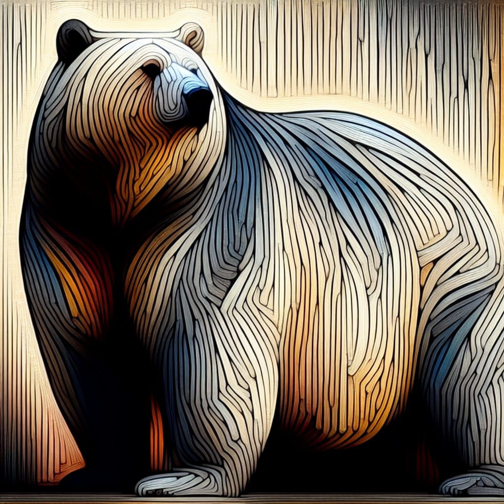 Abstract Bear Portrait in Expressionist Style