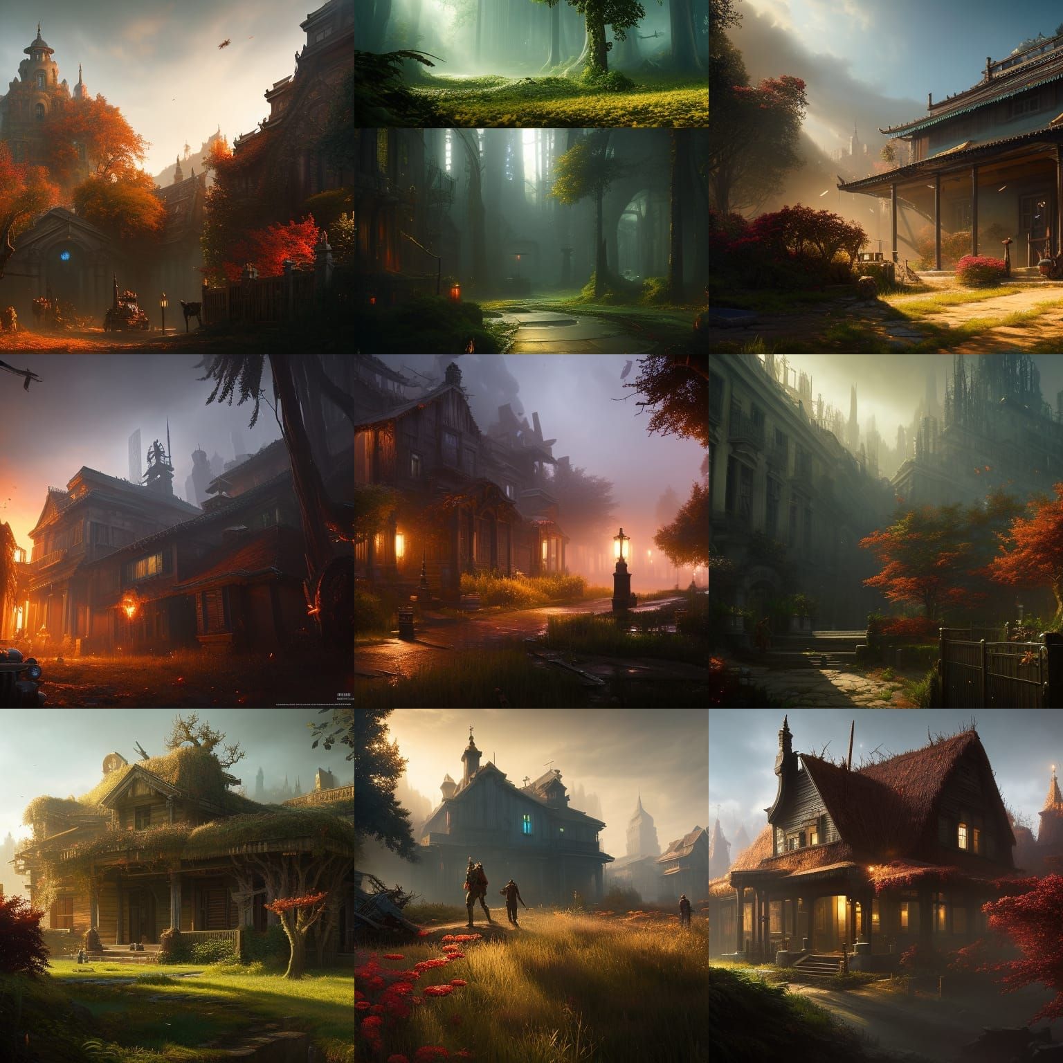 Dark Fantasy Plants Defend House Against Walking Zombies