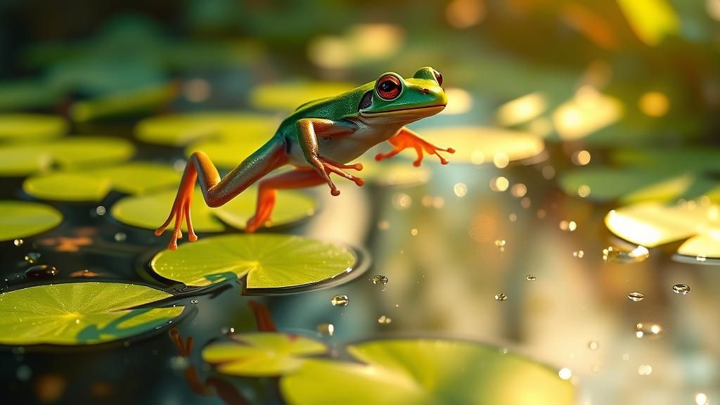 Dart Frog Leaping in Anime Style