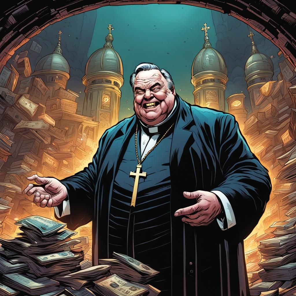 Greedy Bishop in Comic Book Style