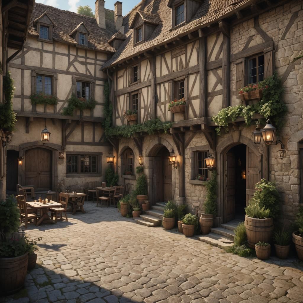 16th Century Coaching Inn in France: 3D Render