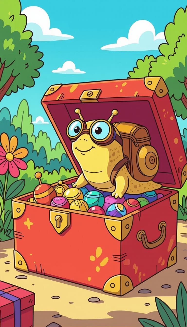 Cartoon Snail's Treasure Adventure