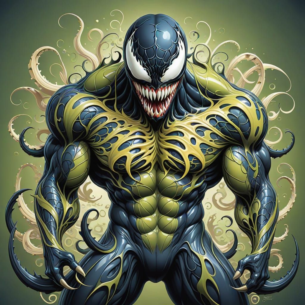 Abstract Venom Fractal with Zentangle Patterns