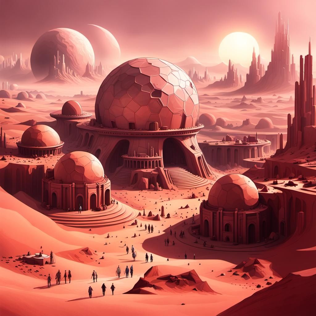 Spherical Desert City: Matte Painting Concept Art