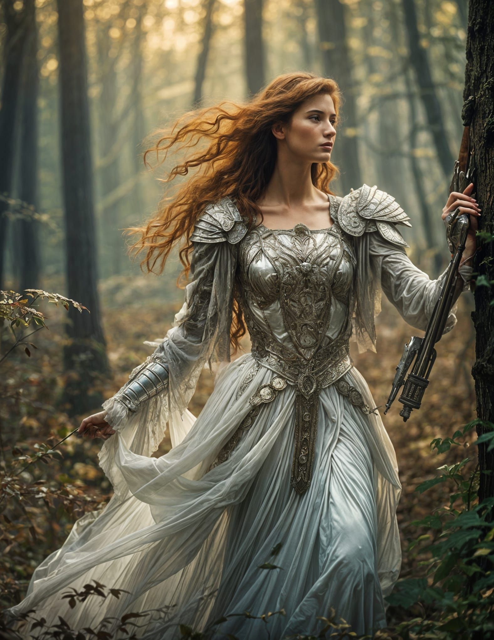 Surreal Portrait of an Angelic Woman Tempting a Young Knight...