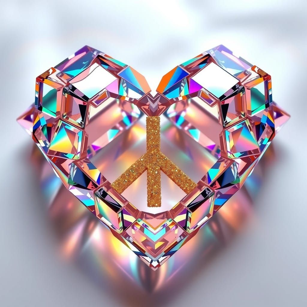 Vibrant Crystal Heart Shines with Peaceful Energy