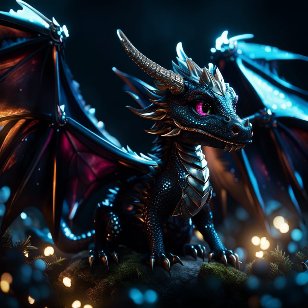 Adorable Dark Energy Dragon in High Quality CGI